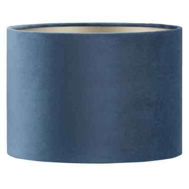 Kap Cilinder - blauw fluweel - Ø25x18 cm product