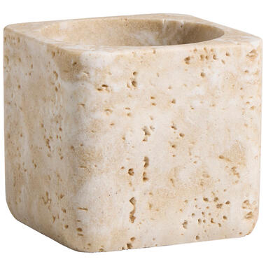 Tandenborstelhouder Marble look - beige - 9,2x9,6x9,6 cm