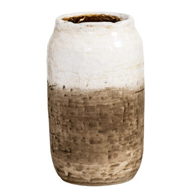 Vase Margriet - blanc/brun - céramique - 22xØ12 cm product