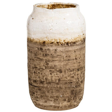 Vase Margriet - blanc/brun - céramique - 30xØ16 cm product