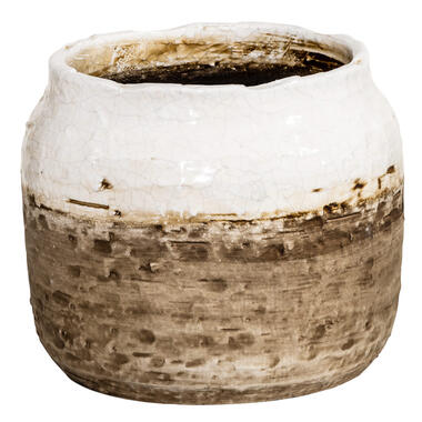 Cache-pot Margriet - blanc/brun - 18xØ22 cm product