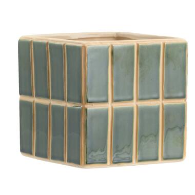 Bloempot Delphine - groen keramiek - 13x13x13 cm product