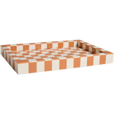 Tray Check - terra/off-white - 28x20 cm