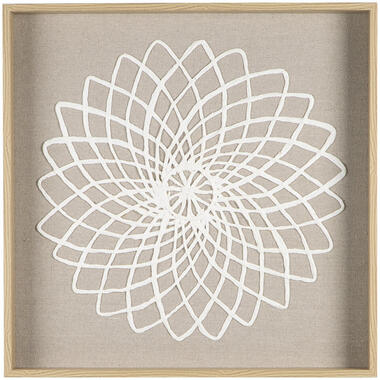 Schilderij Flower - off-white MDF/glas - 50x50 cm