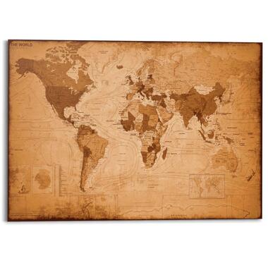 Wereldkaart antiek 100x140 cm Bruin Hout product