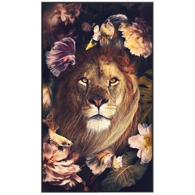 Schilderij Leeuw met bloemen - veelkleurig - 118x70 cm product