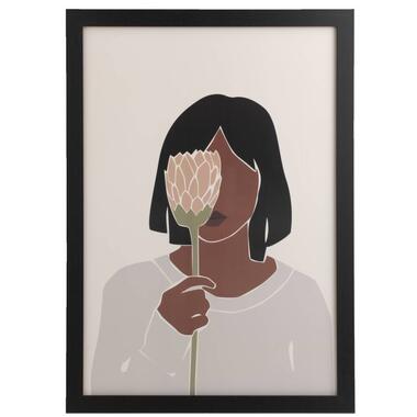 Poster Vrouw met bloem - MDF/glas - 70x50 cm product