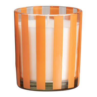 Bougie dans verre rayé - orange clair - 9xØ8 cm product