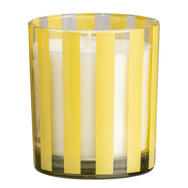 Bougie dans verre rayé - jaune - 9xØ8 cm product
