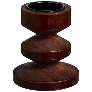 Theelichthouder Coco - bruin hout - 10xØ8 cm