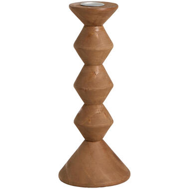 Kandelaar Olaf - bruin - hout - 17xØ9 cm