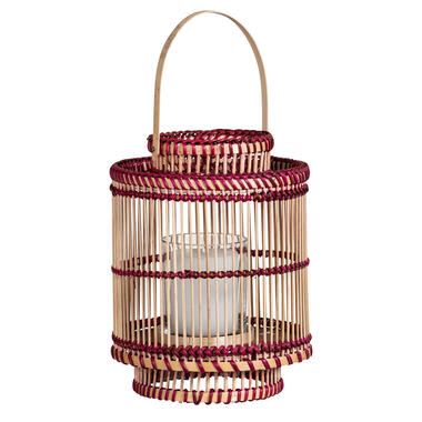 Lanterne Bazar - rouge/naturel - bambou - 25xØ18 cm product