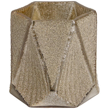 Theelichthouder Glitter - goudkleur - 10,5xØ10 cm