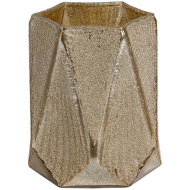 Theelichthouder Glitter - goudkleur - 13,5xØ11,5 cm