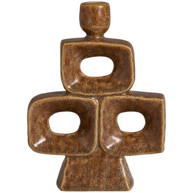 Kandelaar Stapel - bruin - keramiek - 22,5x16x7 cm