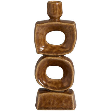 Kandelaar Stapel - bruin - keramiek - 25,5x10x6,5 cm