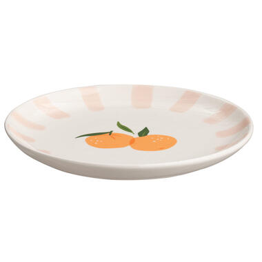 Ontbijtbord Streep Mandarijn - roze/oranje - aardewerk - Ø23 cm product