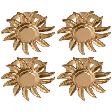 Servetring Zon - goudkleur - 4,5xØ13 cm - set van 4