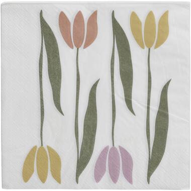 Set van 20 servetten Tulp - veelkleurig - 33x33 cm product