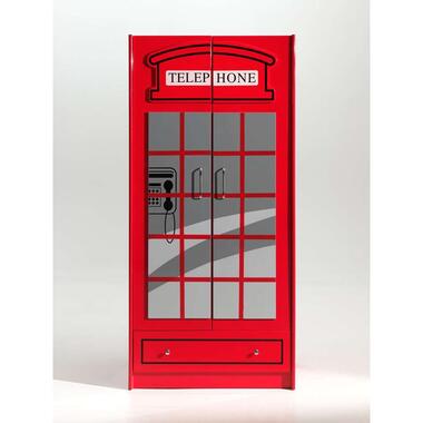 Vipack 2-deurskleerkast Telefooncel London - rood - 190x90x56 cm product