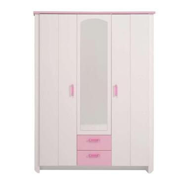 Kleerkast kast Kiki - wit/roze 181x136x56 cm product
