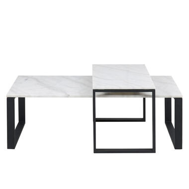 Table de salon Turi (le lot de 2) - marbre/noire - 37,5x115x55 et 45x69x40 cm product