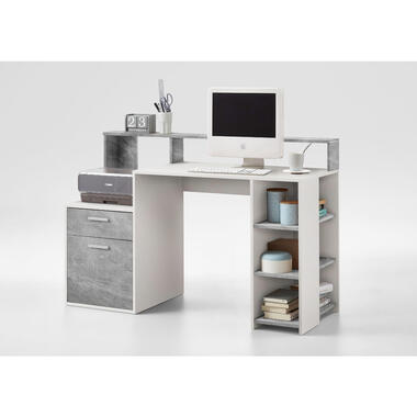 Bureau Bolton - blanc/gris béton - 91,6x138,5x53,5 cm product