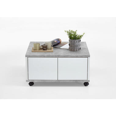Table de salon Twin - béton/blanc brillant - 70x36x70 cm product