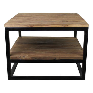 HSM Collection salontafel met onderplank Leroy - naturel/mat zwart - 60x60x44 cm product