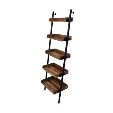 HSM Collection decoratieve ladder Hayo - zwart/naturelkleur - 60x35x180 cm product