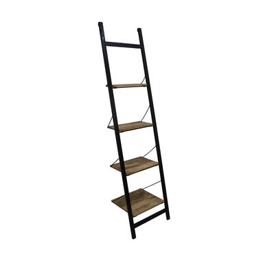 HSM Collection decoratieve ladder Hayo - zwart/naturelkleur - 55x40x220 cm product