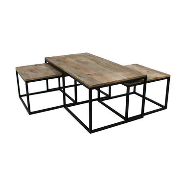 HSM Collection table de salon Falco (le lot de 3 pièces) - couleur naturelle/noire - 120x60x45 cm product