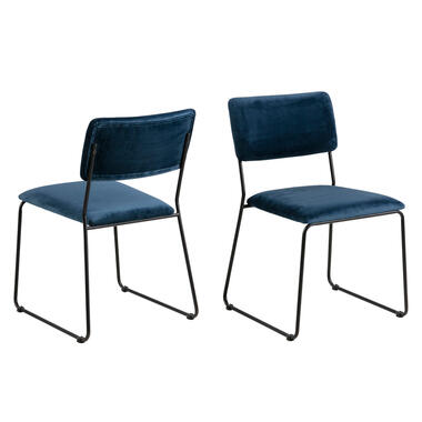 Chaise de salle à manger (2 pièces) - velours - bleu foncé product