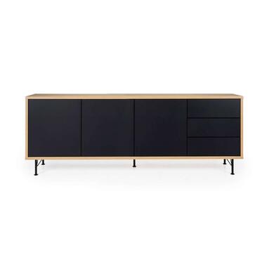 Tenzo dressoir Flow 3 portes et 3 tiroirs - couleur chêne/noir - 79x206x44 cm product
