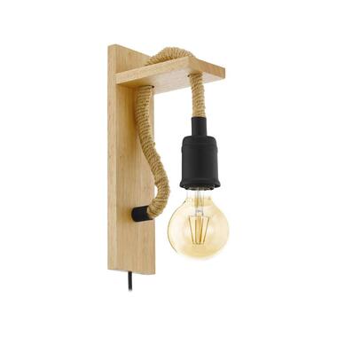 EGLO wandlamp Rampside - zwart/houtkleur product