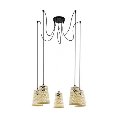 EGLO hanglamp 5-lichts Claverdon - zwart/houtkleur product