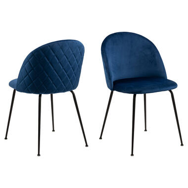 Chaise de salle à manger Lenna - velours - bleu foncé (2 pièces) product
