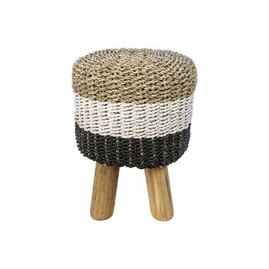 HSM Collection tabouret Malibu - fibres de palmier/zostère - couleur naturelle/blanc/noir - 45 cm product