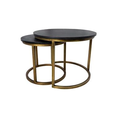 HSM Collection table de salon ronde Finnley (lot de 2) - noire/couleur or product