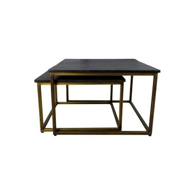 HSM Collection salontafel Finnley vierkant (2 stuks) - zwart/goudkleur product