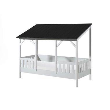 Vipack lit maisonnette avec toit noir - blanc - 90x200 cm product