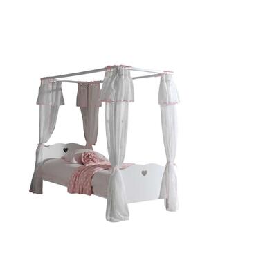 Vipack lit à baldaquin Amori avec textile et lit à roulettes/tiroir de rangement - blanc product