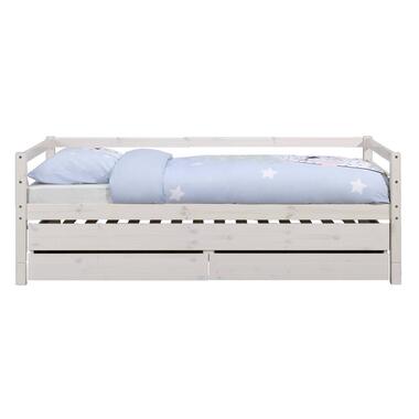 Lit Ties avec lit tiroir et tiroirs de rangement - blanc patiné - 90x200 cm product