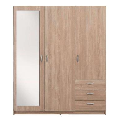 Kleerkast Varia 3-deurs met spiegel - lichte eikenkleur - 175x146x50 cm product
