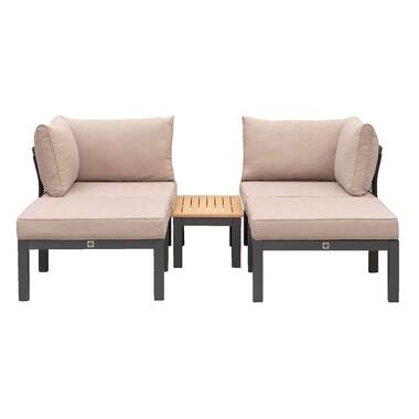 Le Sud modulaire loungeset Ardeche met taupe kussens Brest - 5-delig product