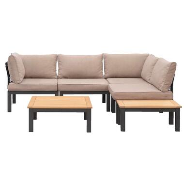 Le Sud modulaire loungeset Ardeche met taupe kussens Brest - 6-delig product