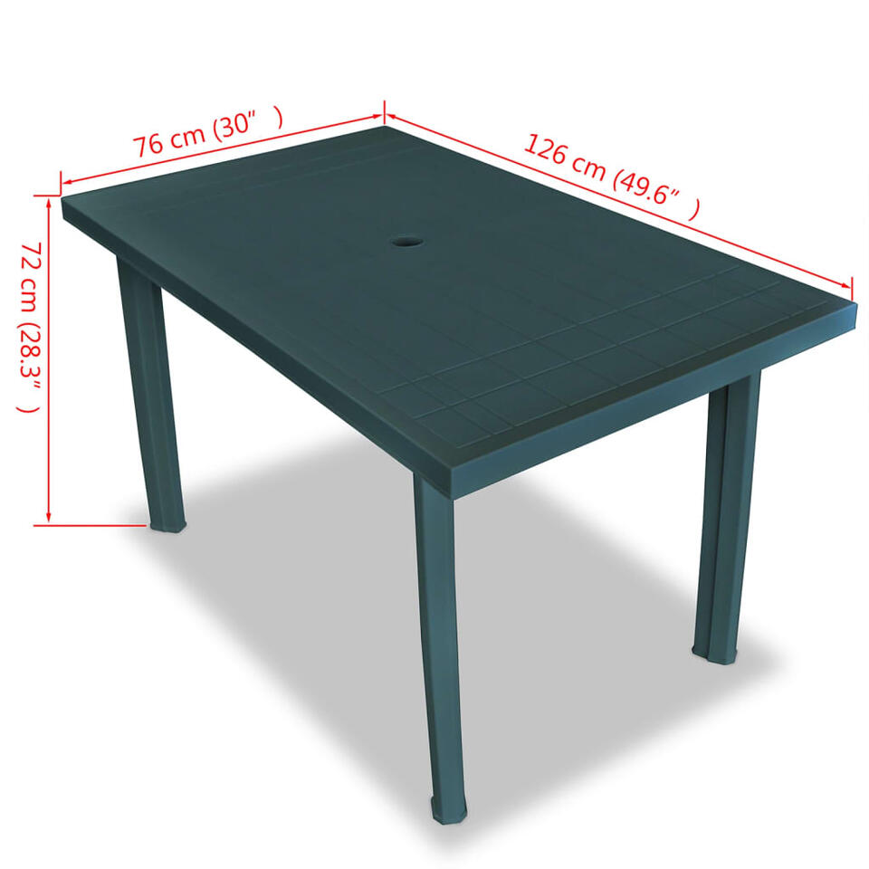 vidaXL Table de jardin Vert 210 x 96 x 72 cm Plastique - Mobilier