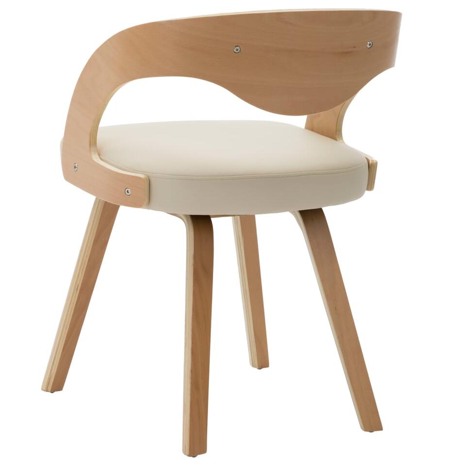 vidaXL Chaise de salle à manger Crème Bois courbé et similicuir