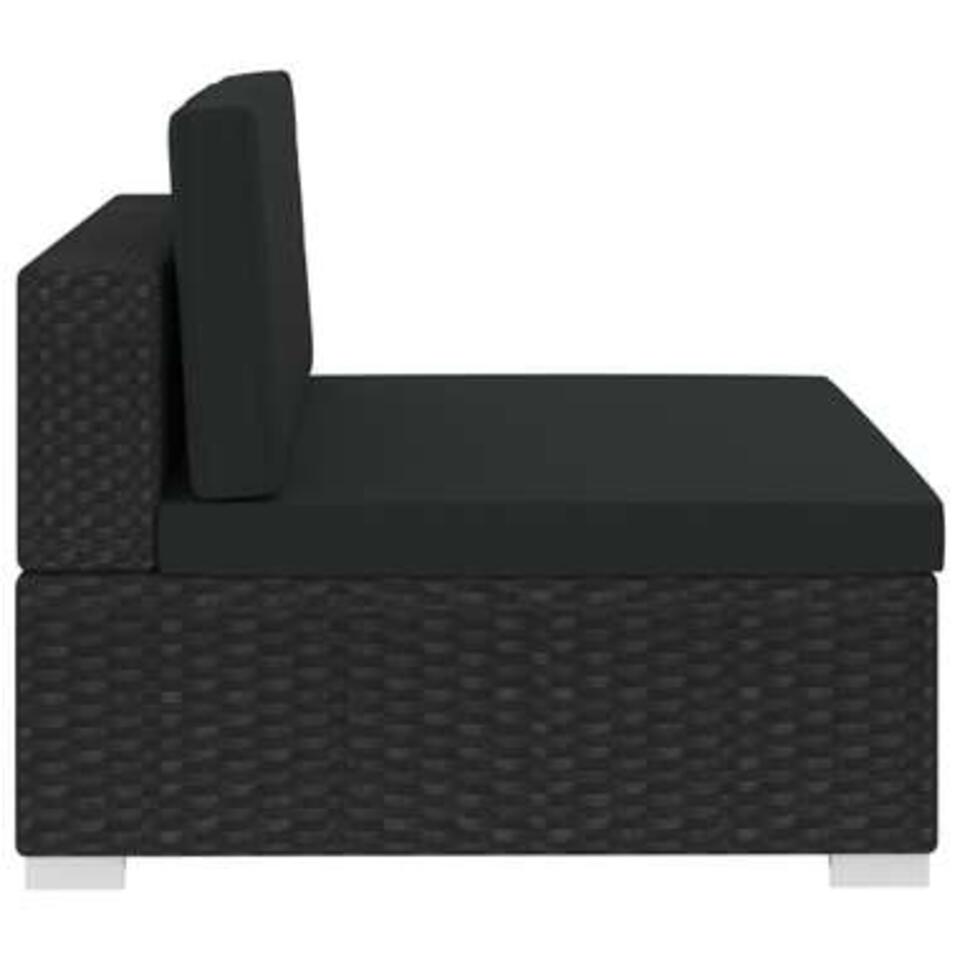 VIDAXL 3-delige Loungeset met kussens poly rattan zwart