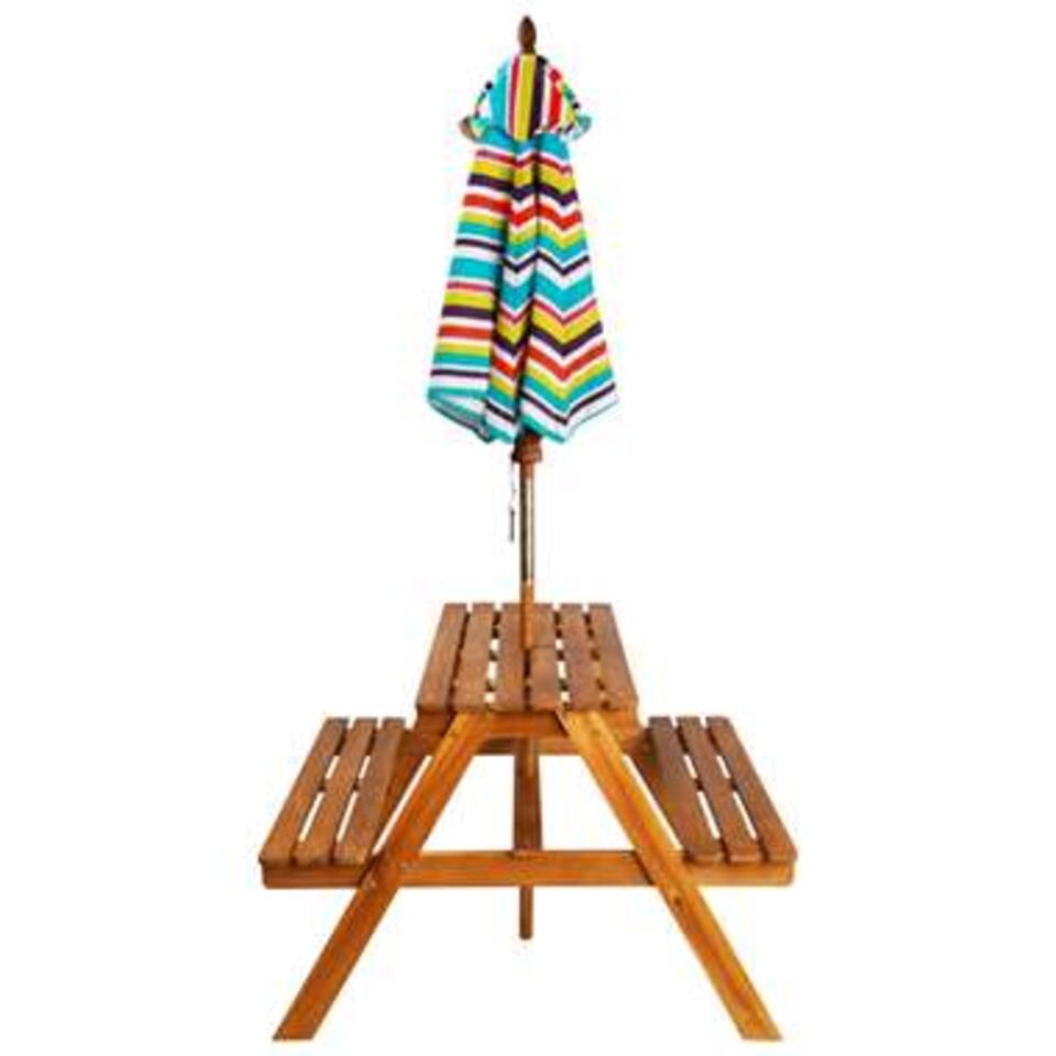 VIDAXL Kinderpicknicktafel met parasol 79x90x60 cm massief acaciahout